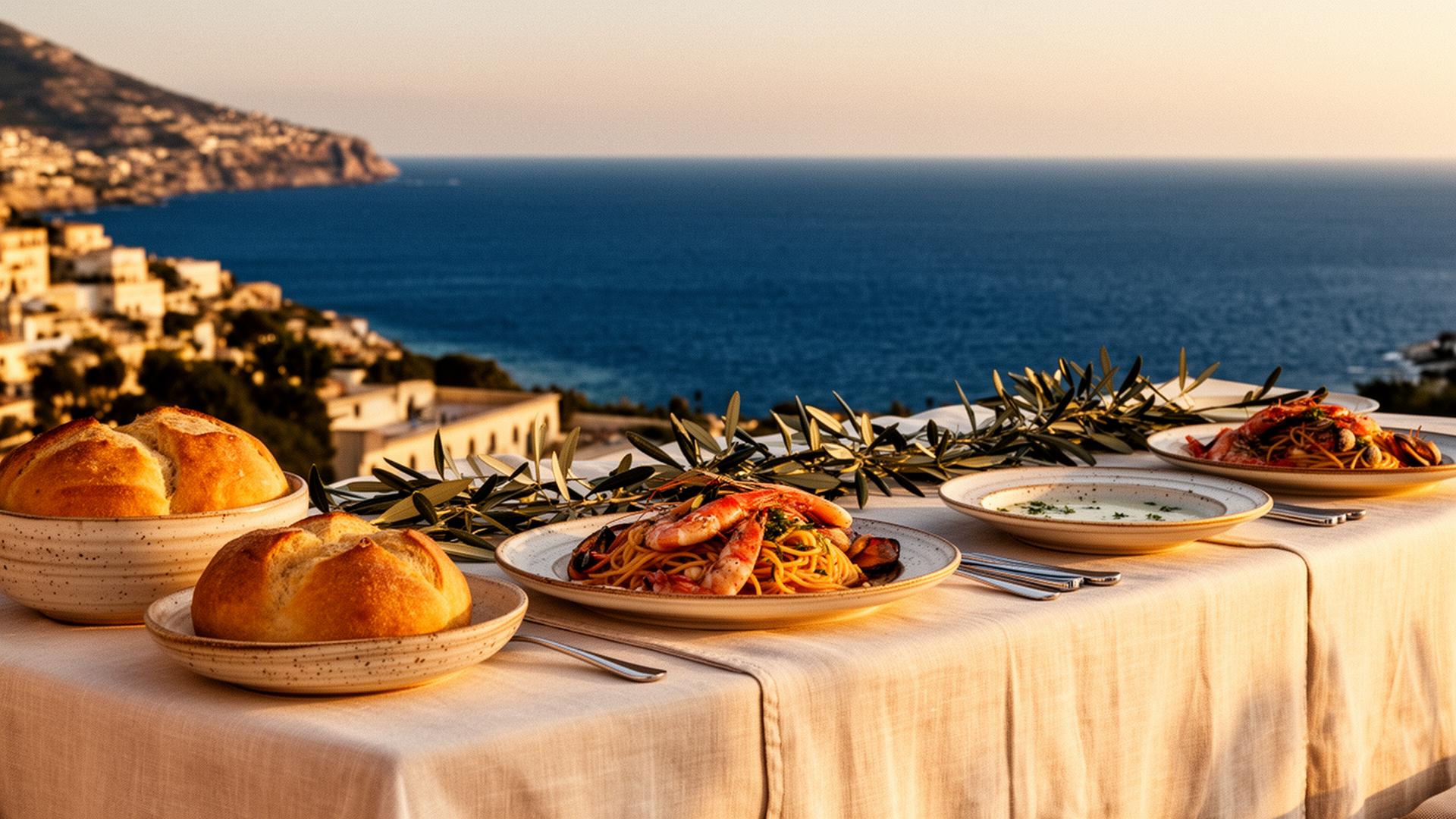 A Mediterranean table overlooking the Sicilian coast